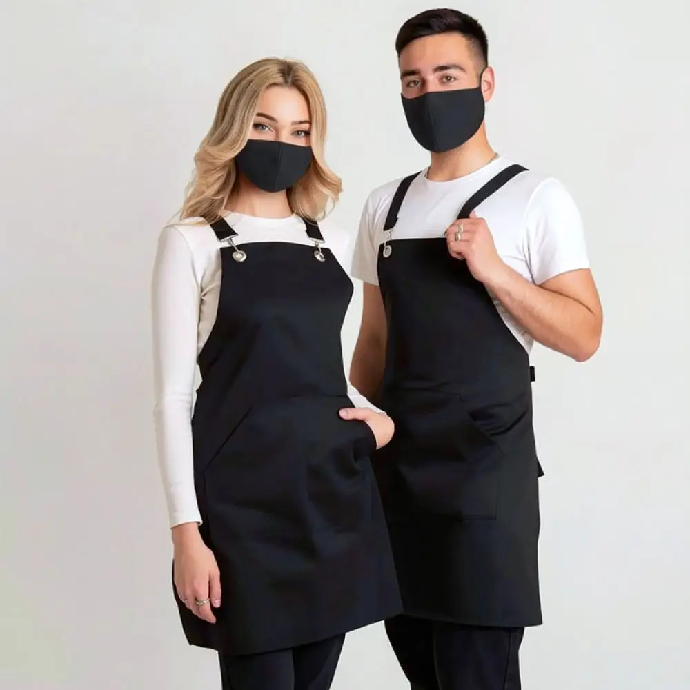 Professional Waterproof Canvas Apron Kitchen Baking Cooking Chef Smock Utility Workwear Multi Pocket Durable Protective Apparel