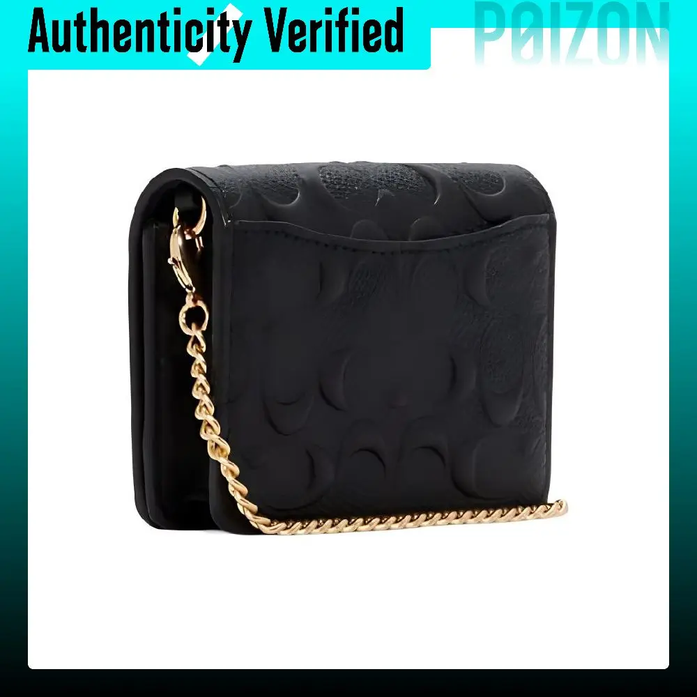 COACH Wallet Cow Leather Crossbody Bags Mini Women's Black C7361-IMBLK - view 4