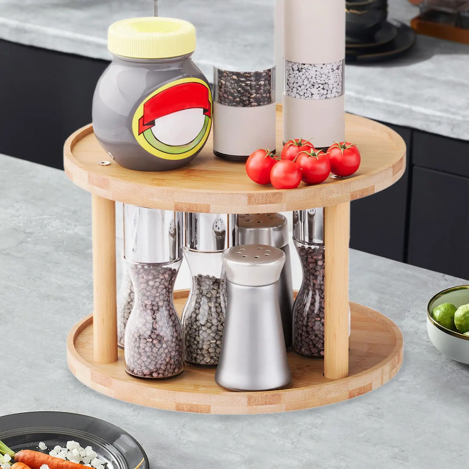 Organizer Seasoning Rack Rotating Jars Holder Multifunctional Turntable Condiments Organization Turntable Tray for Cabinet
