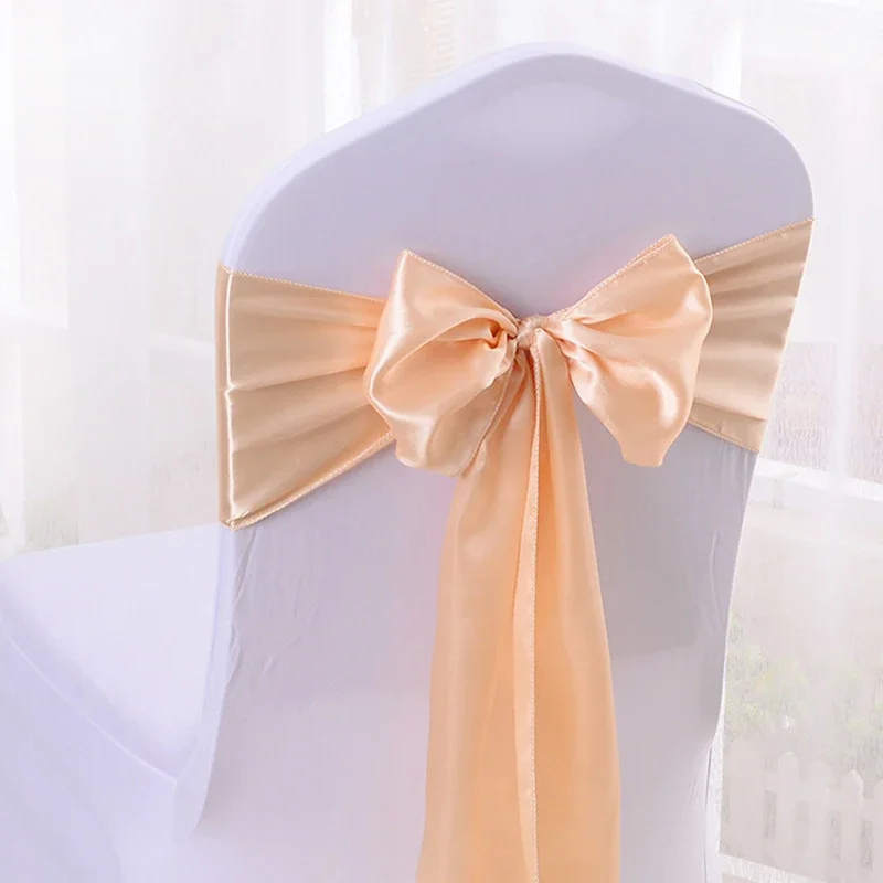 Colourful Satin Sash Wedding High Quality Chair Bow  Chair Covers Sash Birthday Party Hotel Show Decoration Wholesale