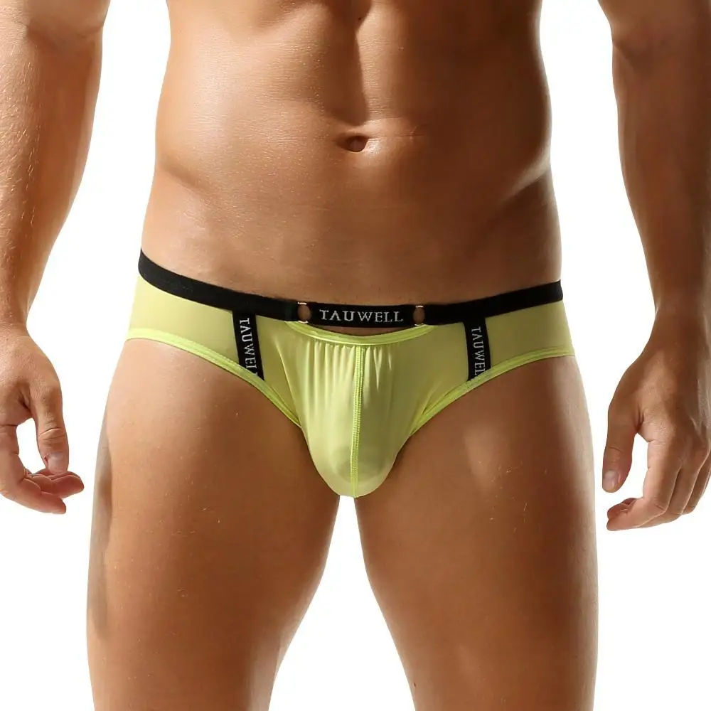 Ropa interior Sexy para hombre, calzoncillos elegantes e innovadores de seda de hielo, bragas masculinas de nailon, Bikini