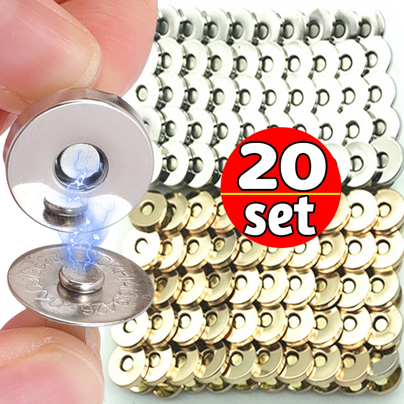 

20sets/lot Magnetic Snap Fasteners Clasps Buttons Handbag Purse Wallet Craft Bags Parts Accessories Adsorption Buckle 14mm 18mm