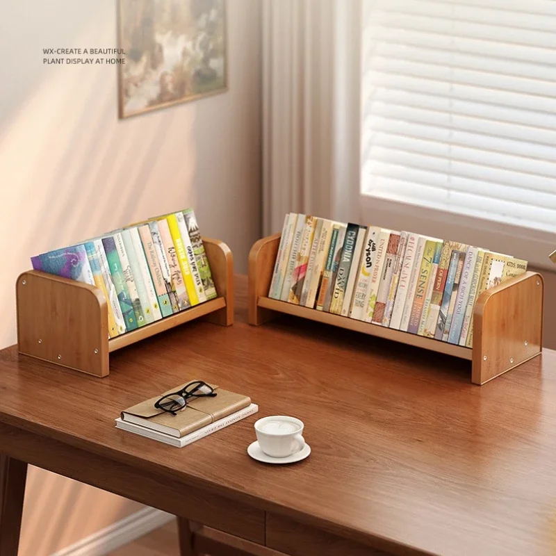 New Model Bookshelf Desktop Shelf Vertical Solid Wood Simple Small Desk Bedside Book Window Sill Bookcase Bookcase Premium