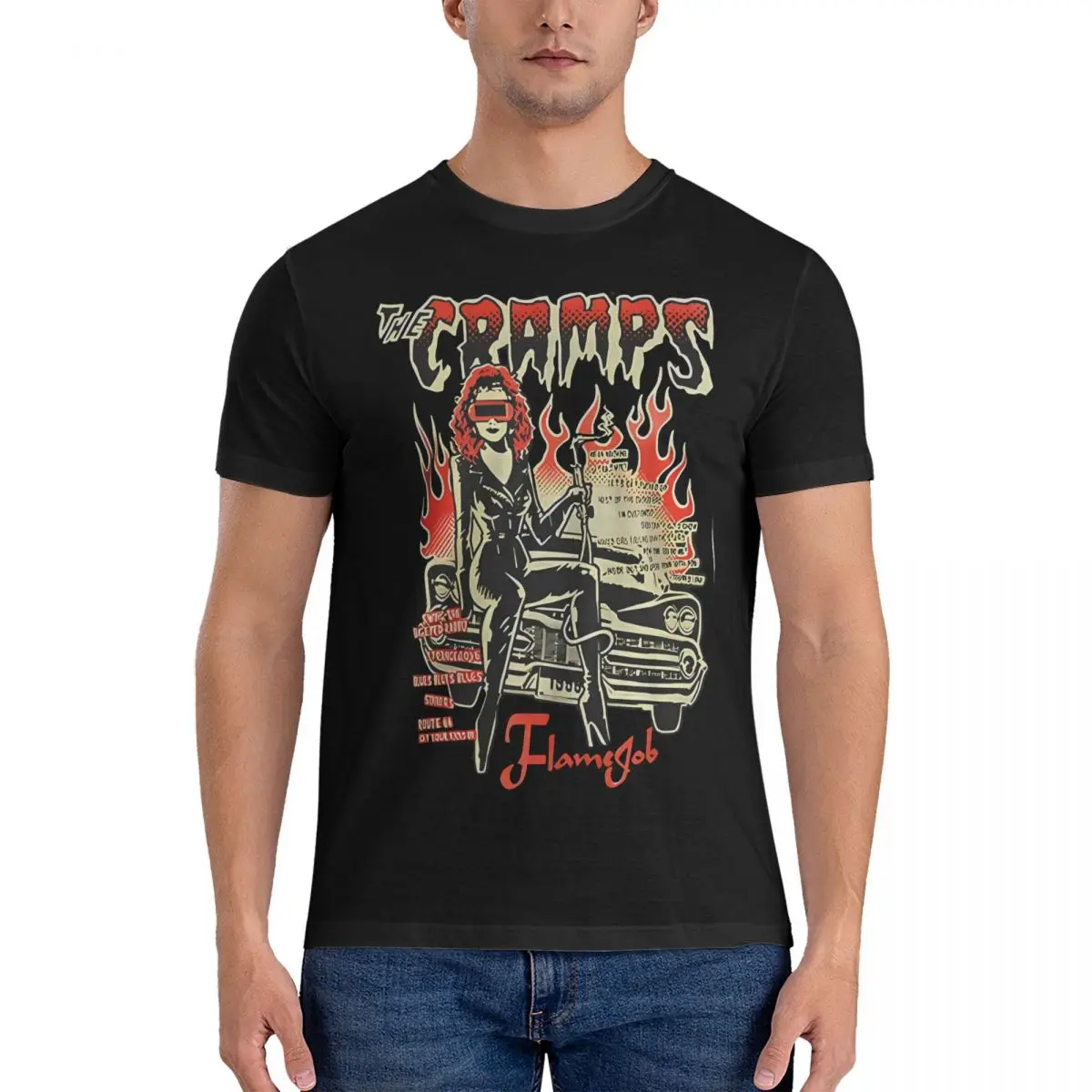 

Vintage Face T-Shirt for Men Crew Neck 100% Cotton T Shirt The Cramps Short Sleeve Tee Shirt Birthday Present Clothing