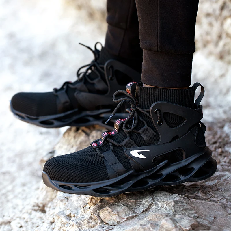 Steel Toe Work Shoes Comfortable and Elastic Safety Shoes Men For Work Sneakers Men Security Protective Lightweight Boots