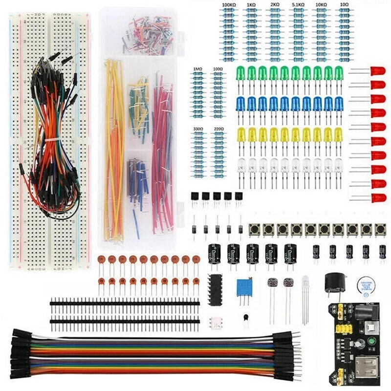 전자 부품 키트 팩 스타터 DIY 프로젝트, 아두이노 R3 공통 커패시터 저항기 커패시터, 830 웰 브레드보드용