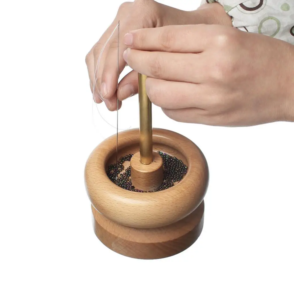 Spin N Bead Wooden Loader Stringing Tool Jewelry Making Holder for Crafting Diy Beads Necklaces and Bracelet Accessories