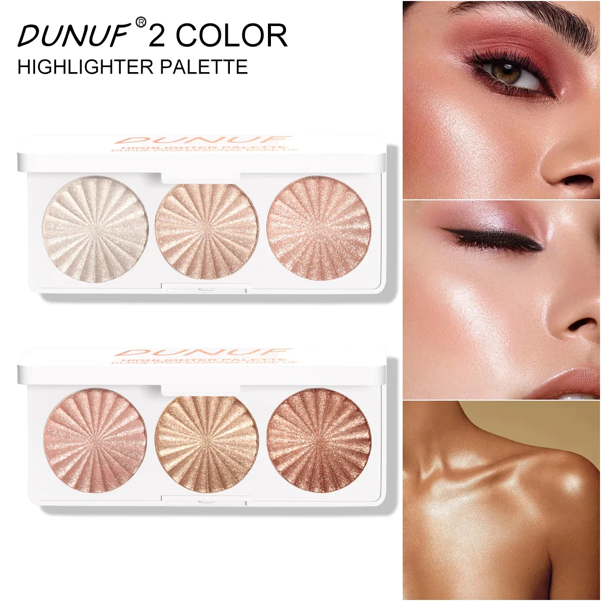 Paleta de iluminadores assados à prova d'água, 7 cores, altamente pigmentada, blush, contorno, sombra 4 em 1, maquiagem facial, beleza de longa duração