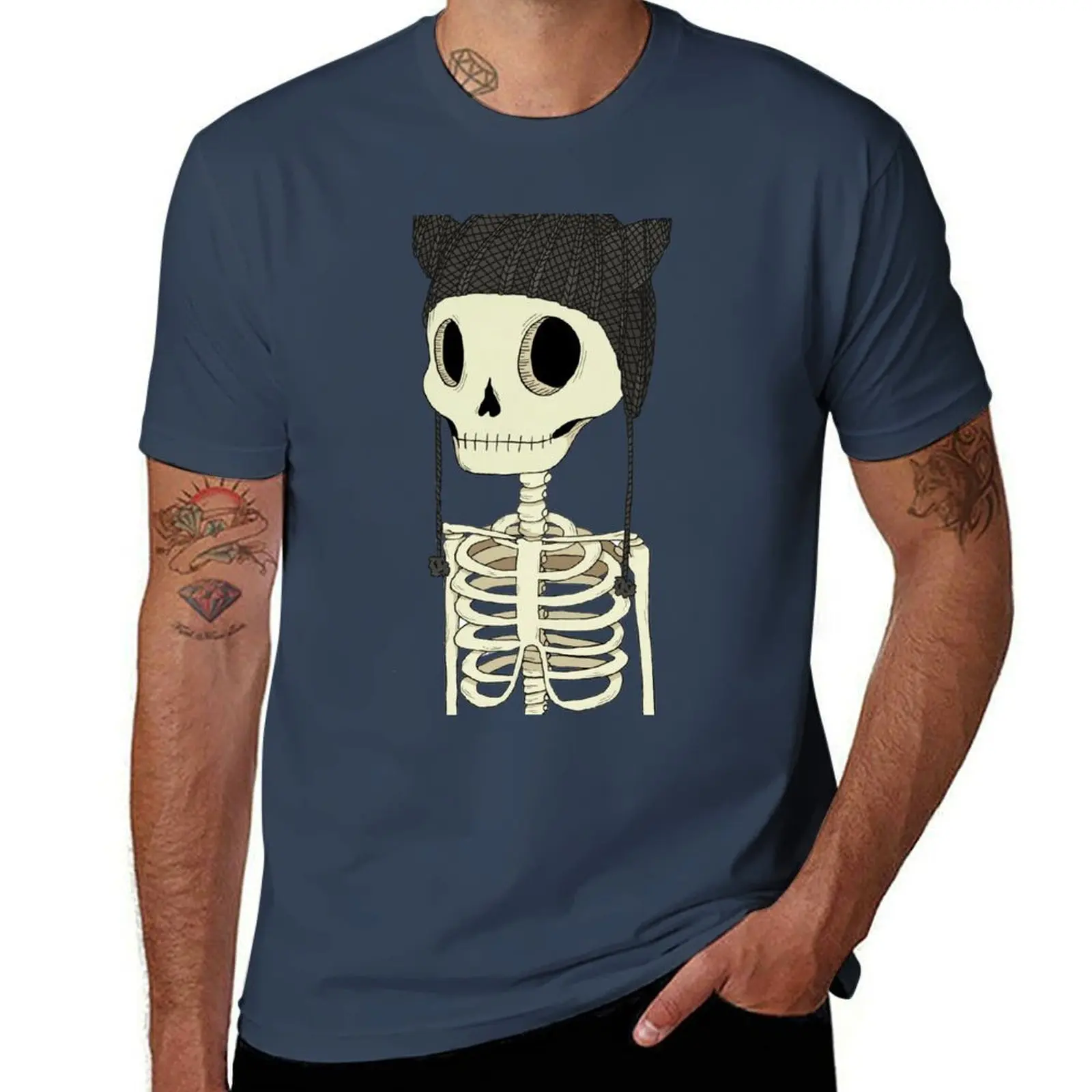 with cat hat Skeleton T-Shirt Moisture Control Sports Tee