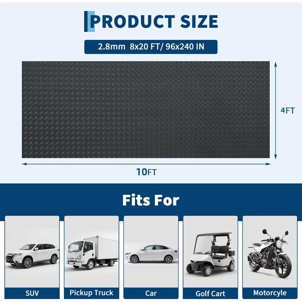 حصيرة أرضية جراج مطاطية PVC سميكة مقاس 4 × 10، واقي لفة الأرضيات غير القابل للانزلاق مقاس 2.8 مم للمقطورات وورش العمل #4