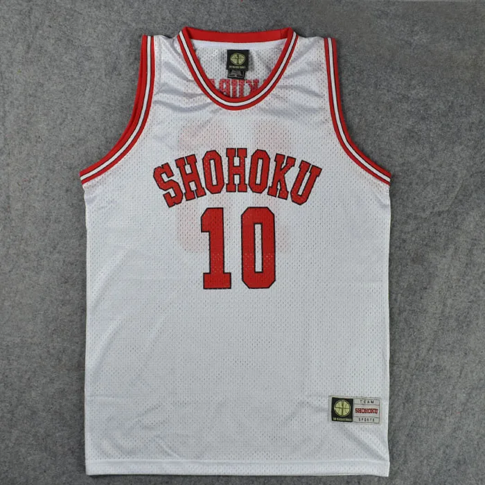 อะนิเมะชุดคอสเพลย์ Shohoku High School No.10 Hanamichi Sakuragi คอสเพลย์ Top เสื้อกั๊ก Jersey Basket