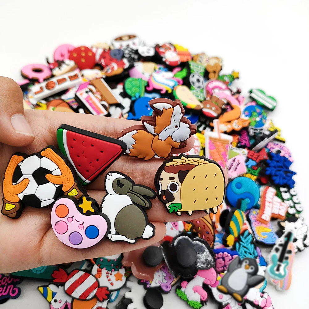 

Random Shoe Charms Pin Mixed Wholesale for Crocs Accessories Charms Bracelet Wristband Decoration Kids Adult Party Gifts