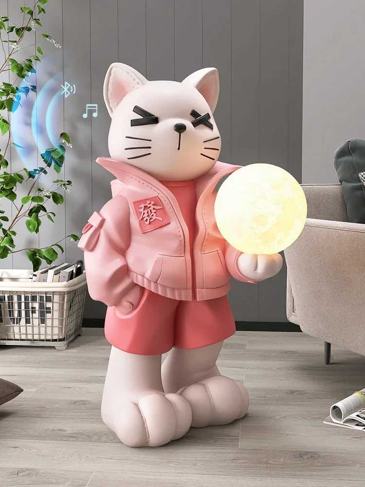

Nordic Home Decoration Cartoon Cat Figurines Room Decor Large Floor Resin Statue Creative Home Decoration Accessories Sculpture