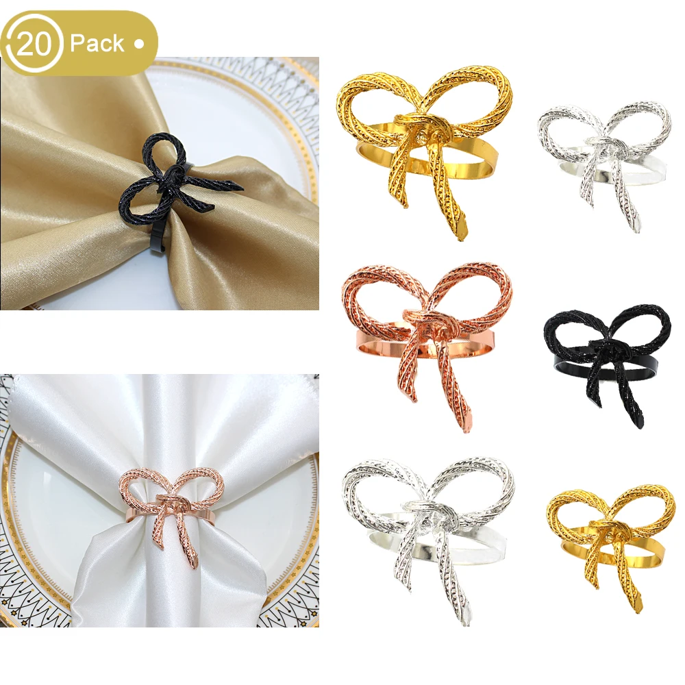 Rose Gold Bowknot Anéis De Guardanapo, Arcos Suportes De Anel, Anéis De Serviette, Suporte para Casamento, Natal, Dia Das Bruxas, Decoração De Mesa,