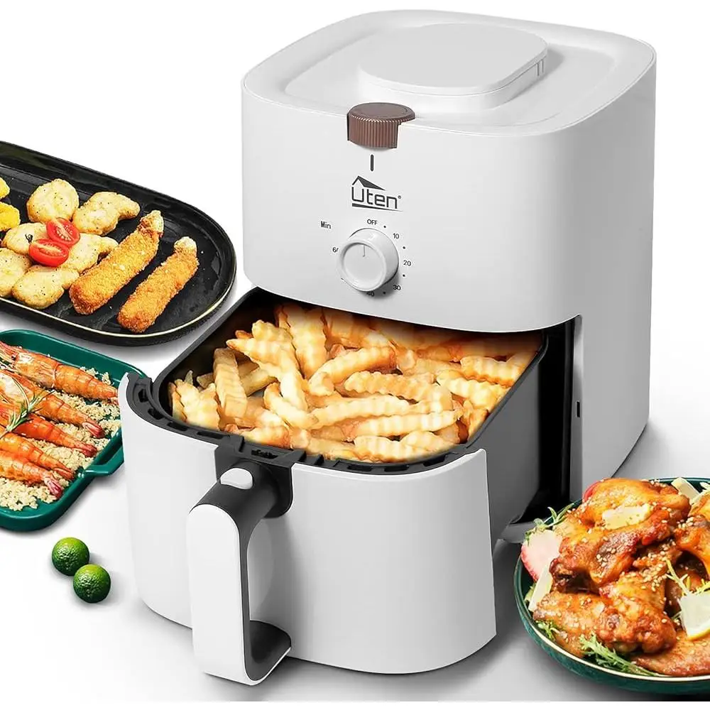 4.2 Quart Compact Air Fryer with Rapid Air Technology Timer Adjustable Temperature Control Non-Stick Basket Easy Clean Cookbook