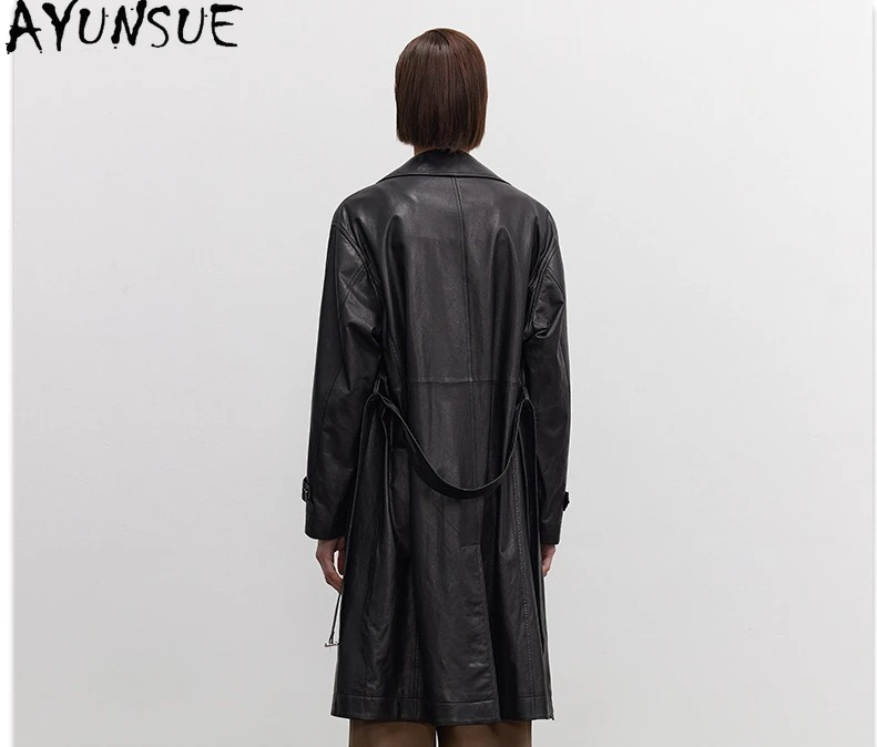 AYUNSUE Vera pelle di pecora Giacca in vera pelle Donna 2025 Trench lungo per le donne Giacche Abiti autunnali Novità in Capispalla