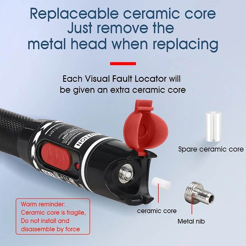 Imagem -04 - Vfl Fibra Óptica Cabo Tester Pen tipo Visual Fault Locator para fc sc st 50mw