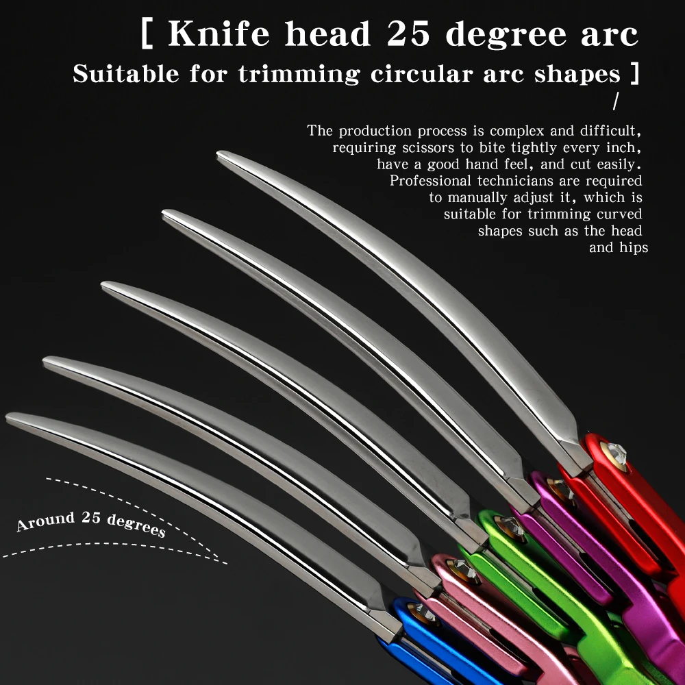 

6.5 Inch Professional Pet Grooming Scissors Curved Aluminum Handle Hair Trimmer Precision Styling Tools for Beauticians