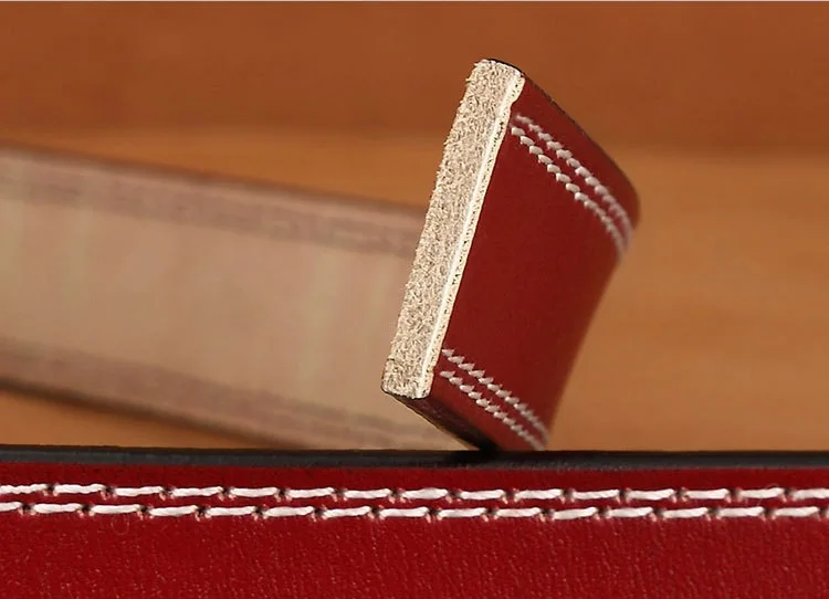 Damen Echtleder-Gürtel Mode Hochwertig Vintage Luxusmarke Taillengürtel mit Dornschließe Braun Einfarbig Gürtel für Damen DT025 – Detail 9
