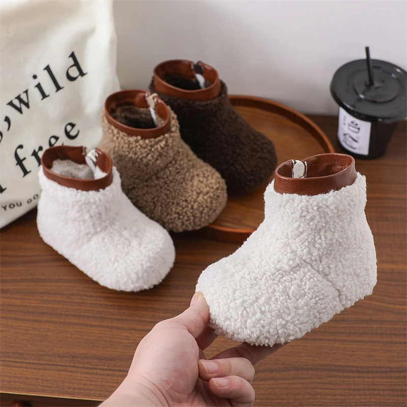 

Autumn Winter Children Shoes Girls Snow Boots Outdoor Warm Plush Baby Casual Shoes Non-slip Soft Sole Toddler Kids Boots