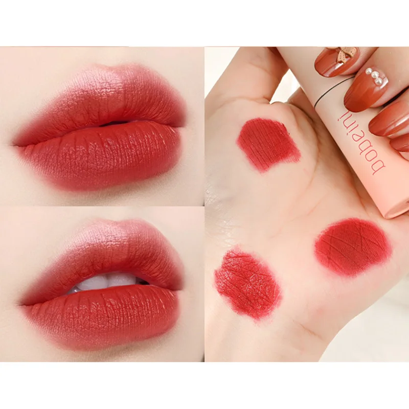 Matte Nude Velvet Liquid Rich Matte Finish Lipstick Waterproof Lip Makeup Women Beauty Red Nonstick Cup Waterproof Lip Gloss