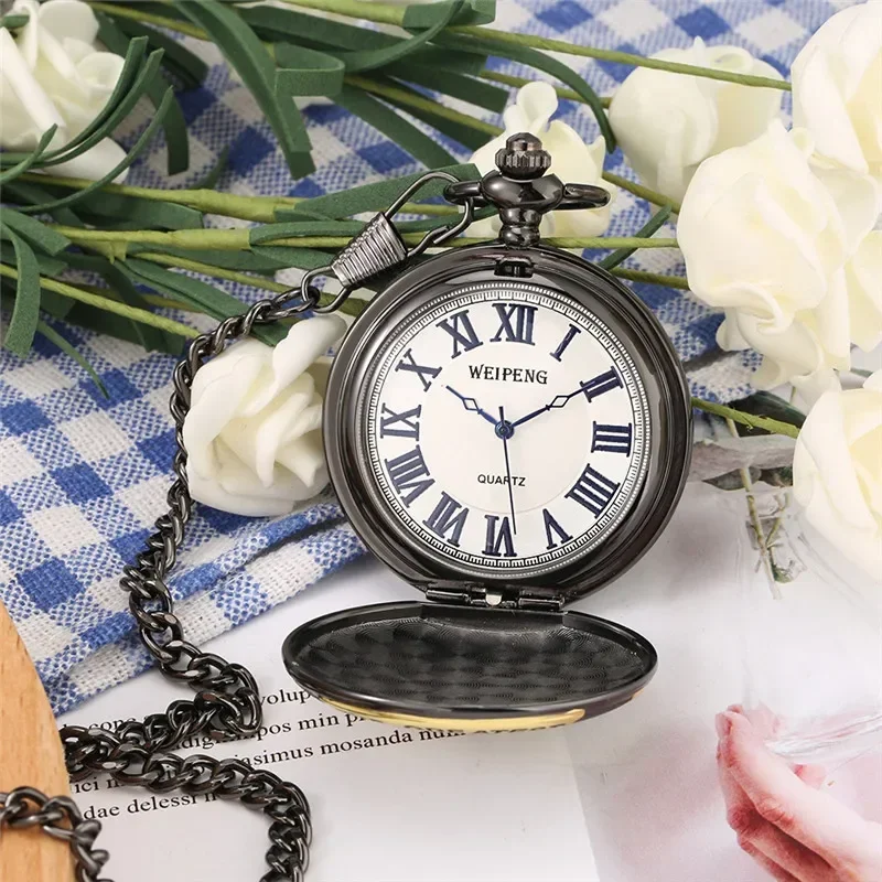 Vintage Pocket Watch The Greatest Dad Design Men's Roman Number Quartz Watches with Pedant Chain Father Day Gift