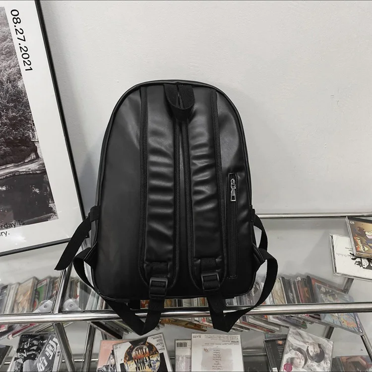 Custom Design Leather Backpack Women's Notebook School Bag Black Backpack Logo Unisex Large Travel Backpack Bag Men