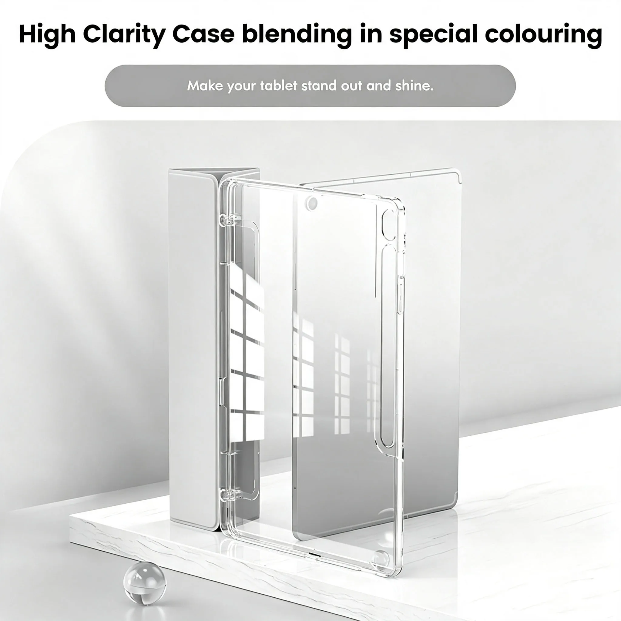 For Samsung Galaxy Tab S10 Lite/S10 FE/S9 FE/S9 10.9'' 11'', Flip Smart Cover with Clear Back Shell, Auto Wake/Sleep Tablet Case
