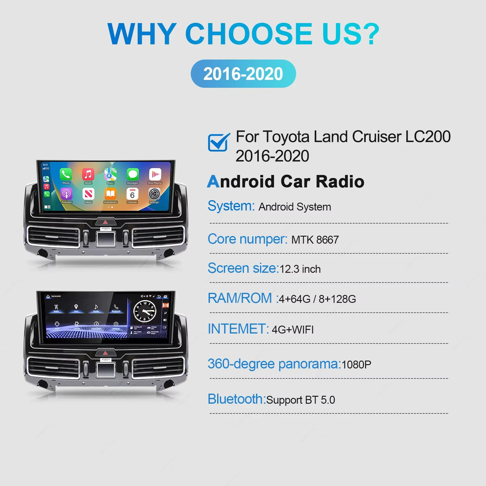 

Экран Carplay для Toyota Land Cruiser 200 LC200 2016 2017 2018 2019 2020 автомобильный радиоприемник Android 13 мультимедийный плеер GPS-навигация