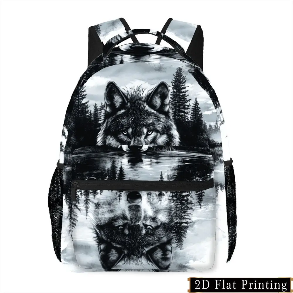 1pc Wolf Forest Print Hand Washable Backpack a Versatile for Commuting Fitness Travel Shopping Camping and Street Photography