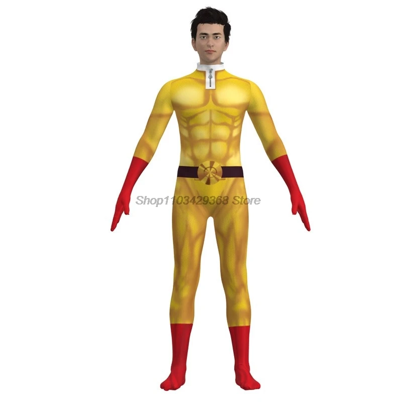 Disfraces de Cosplay de One Punch Man para hombre, mono de Anime Saitama, monos de superhéroe para Halloween, trajes con capa/capa