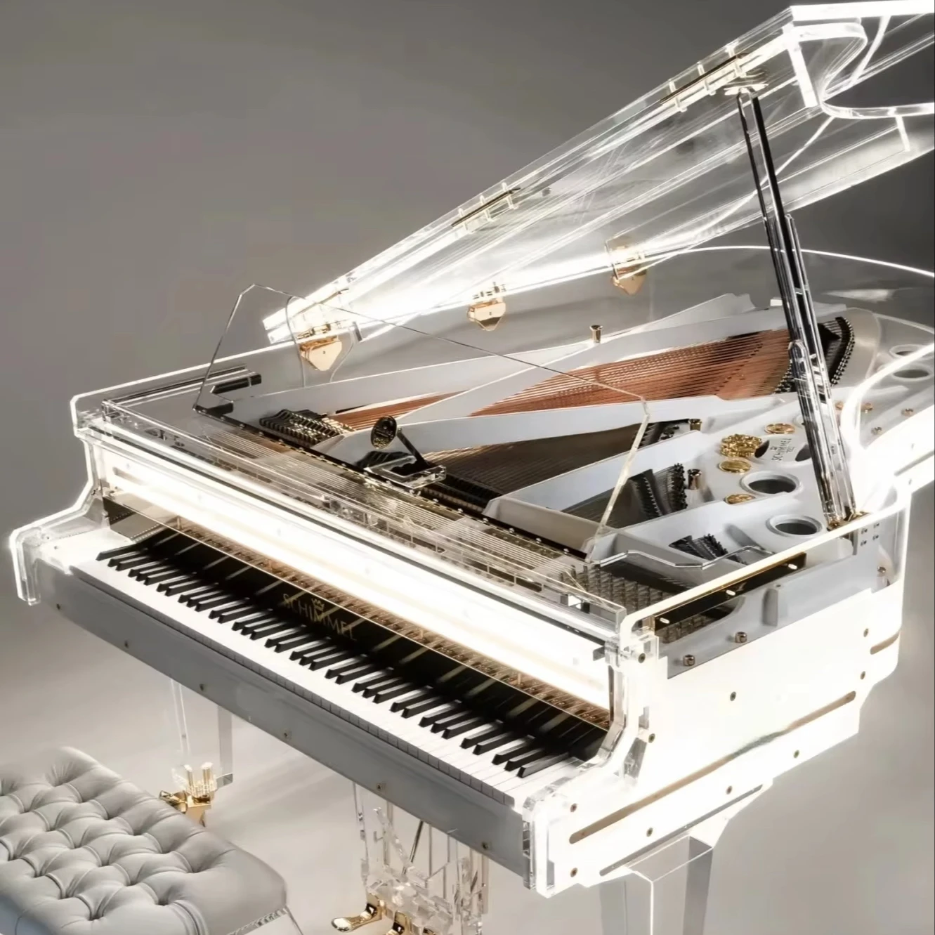 تصميم بيانو كريستال مكون من 88 مفتاحًا بيانوًا رقميًا كبيرًا مع لوحة مفاتيح من الخشب الصلب بلمسة نهائية من الأكريليك للاستخدام المنزلي #1