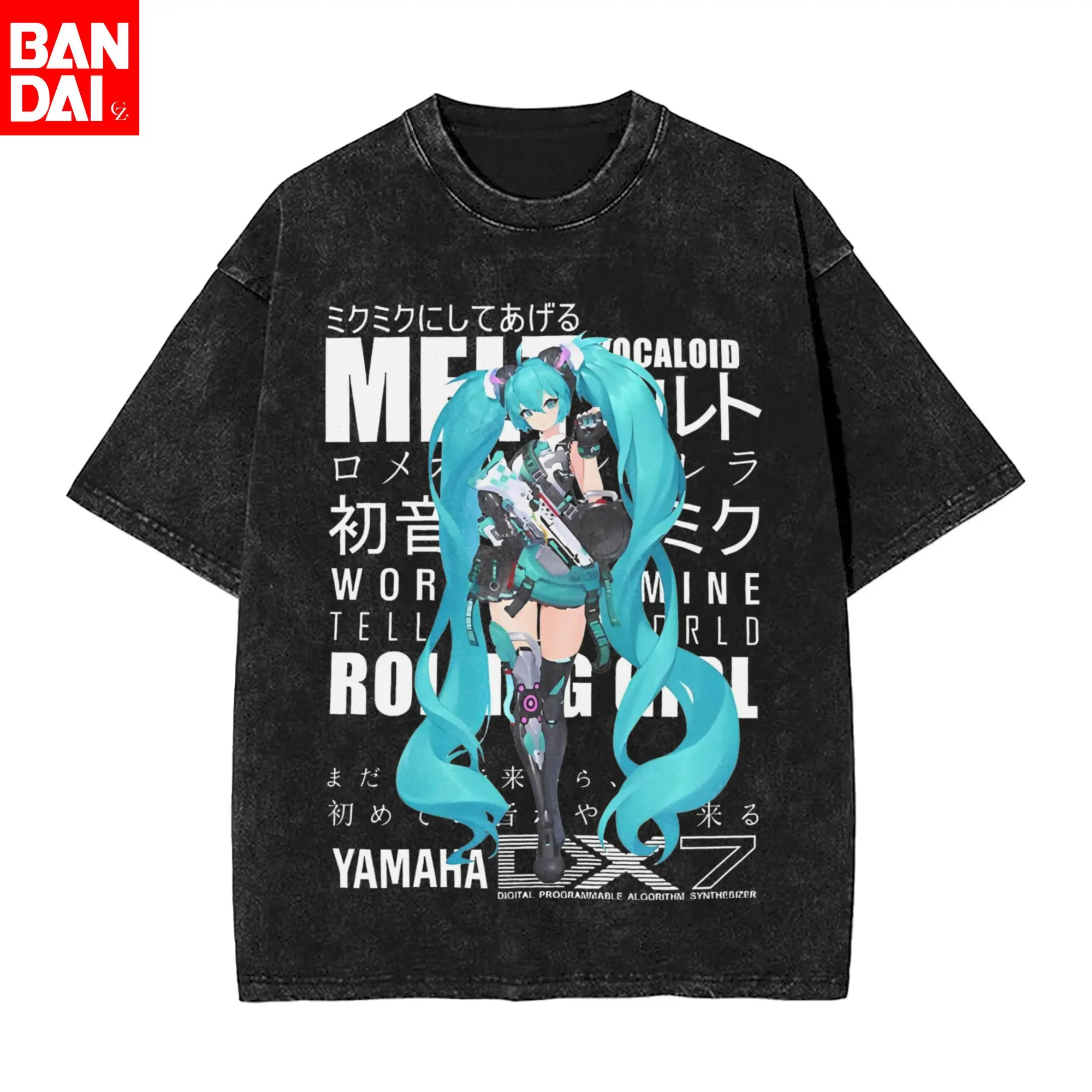 初音ミク-サイバーパンク-ウォッシュド-tシャツ-メンズ-レディース-ヴィンテージ-オーバーサイズ-半袖-ストリートウェア-アニメ-ボーカロイド-グラフィック-サマーtシャツ
