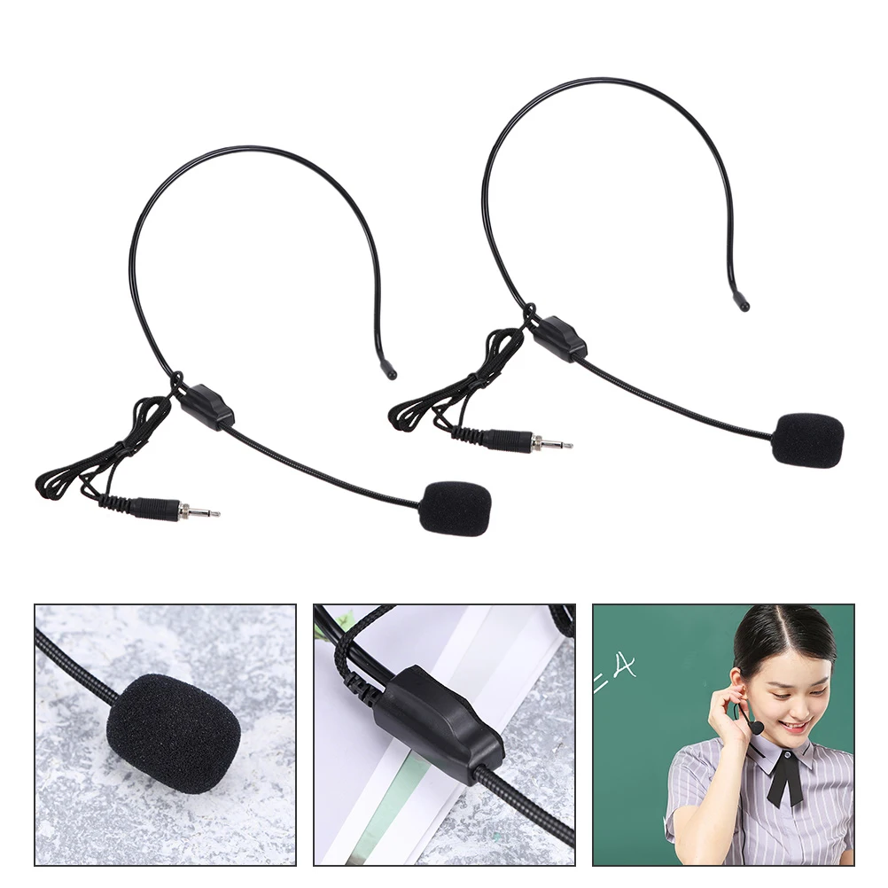 

4pcs Portable Wired Microphone Headset Clear Sound Pickup Noisy Environments Condenser Mic Voice Amplifier Speaker Microphone