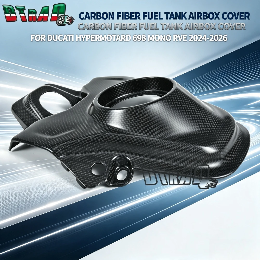 For DUCATI Hypermotard 698 Mono RVE 2024‑2026 Carbon Fiber Upper Fuel Tank Airbox Cover Protector Fairing Accessories