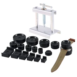 Watch Press Set with 12/18 Fitting Dies Watch Press Dies Back Closer Machine Press Die Kit for Watch Repair