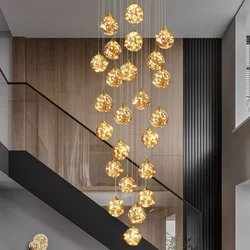 Modern Glass Ball LED Pendant Lights for Living Dining Room Hall Staircase Chandelier Home Decoration Hanging Light Fixture
