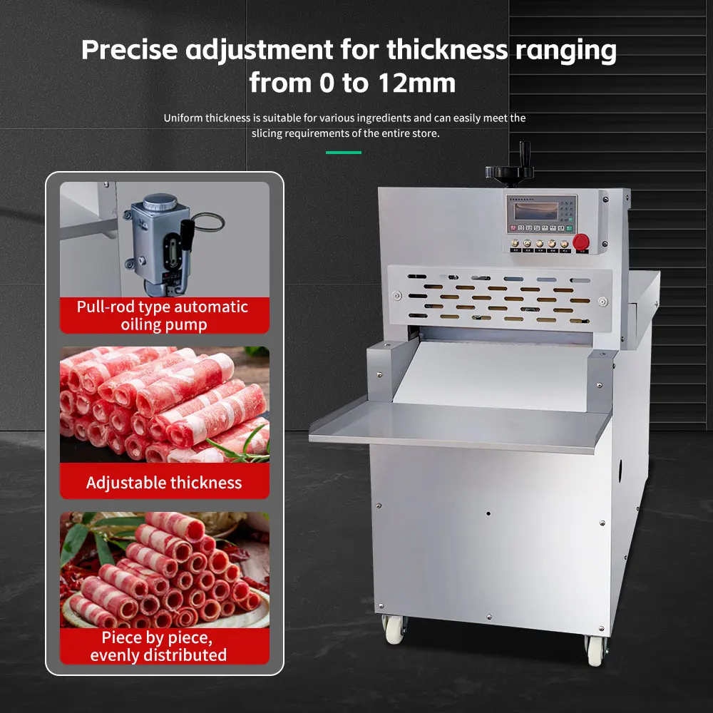 เครื่องหั่นเนื้อวัวและเนื้อแพะ Xibao แบบหั่นเต๋า หั่นสไลซ์ และหั่นเป็นลูกเต๋า ใบมีดสแตนเลส กำลังการผลิต 500 กิโลกรัม/ชั่วโมง ทำงานอัตโนมัติ 110V/220V/380V รุ่นใหม่