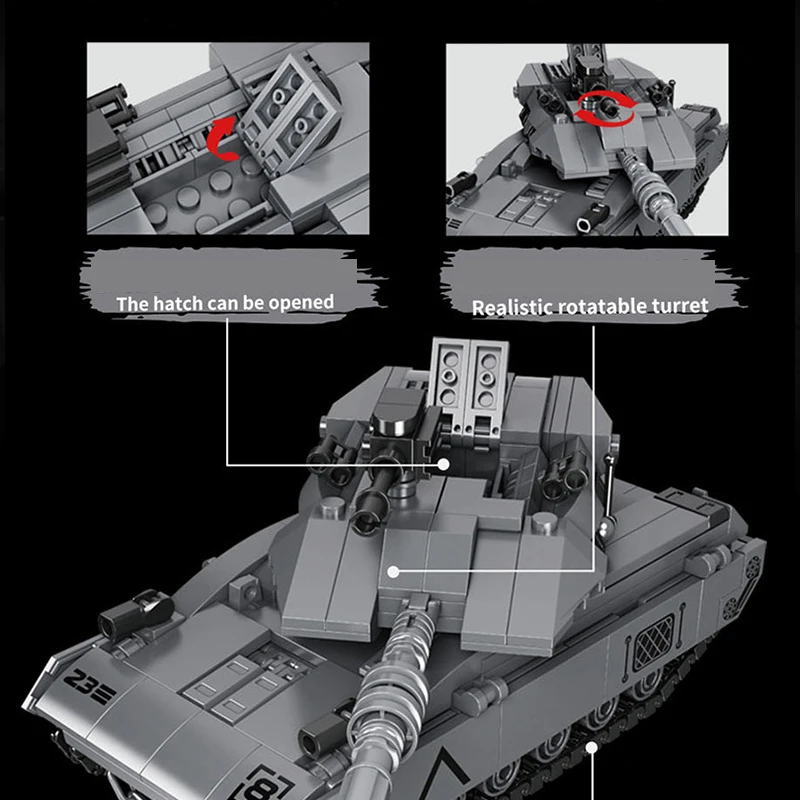 393 قطعة WW2 العسكرية سلاح الحرب MOC الرئيسية معركة دبابة نموذج اللبنات التقنية مركبة الطوب الاطفال اللعب هدية الكريسماس مجموعة