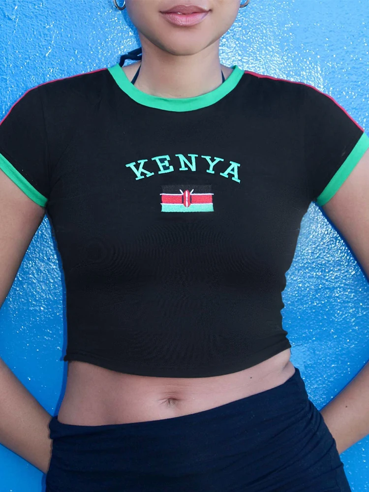 الأوروبية والأمريكية 2025 لون جديد حجب مطبوعة العلم الوطني Y2K الدوبامين موضة ريترو فتاة حار تصميم سليم صالح