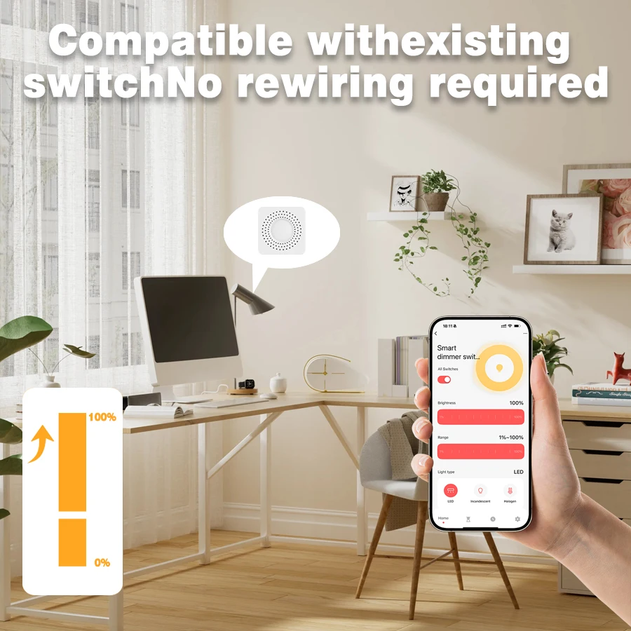 Picture 3: Tuya WiFi Hidden Dimmer Switch In-wall Junction Box Light Breaker 1-100% Stepless Dimming APP Voice Timing Control