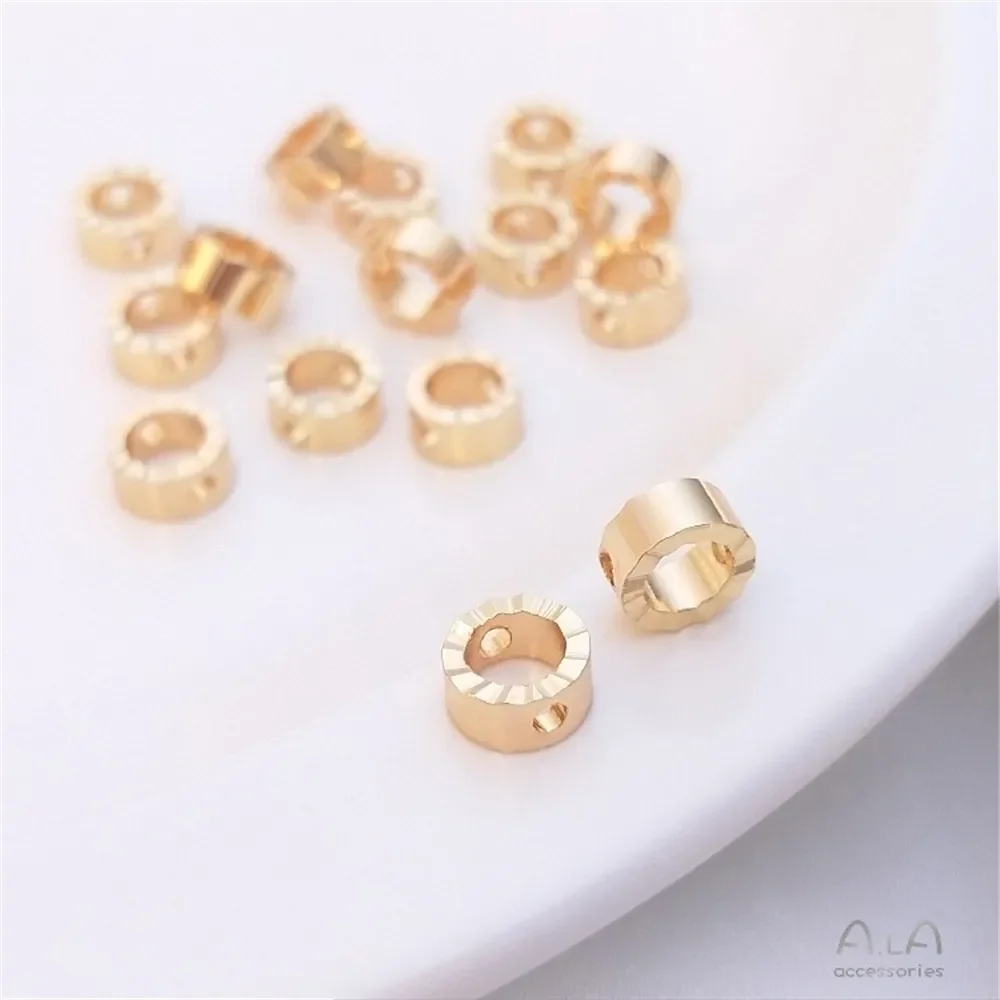 14K Gold-Color Wavy Edge Batch Flower Bead Set Bead Hoop Handmade Bead Ring DIY Bracelet Earrings Jewelry Accessories K055