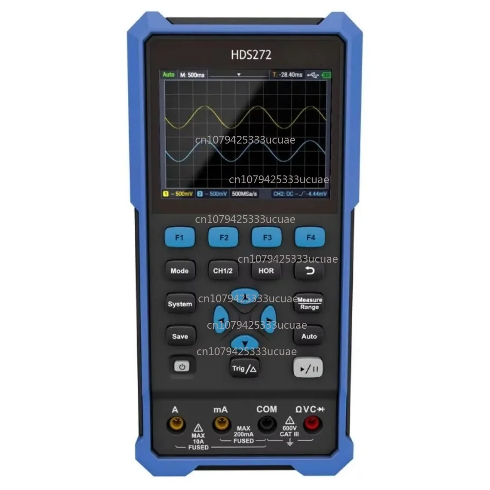 HDS242 HDS272 2CH Handheld Digital Oscilloscope Multimeter True RMS 40MHz/70MHz 250MSa/s USB Type C 3.5 inch 8 bit tool