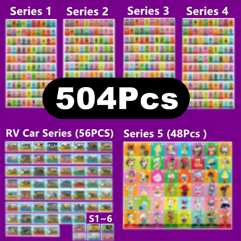 Mini carte 504 pièces ACNH Animal Croxxing nouveaux Horizns pour jeux NS Allmibo pour Switch/Lite bienvenue série complète puce NFC Ntag215