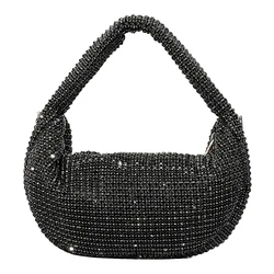 Luxury Full Diamond Dinner Bag Women Shiny French Clutch Bag Sparkly Rhinestone Chic Purses Party Wedding Bling Evening Handbags