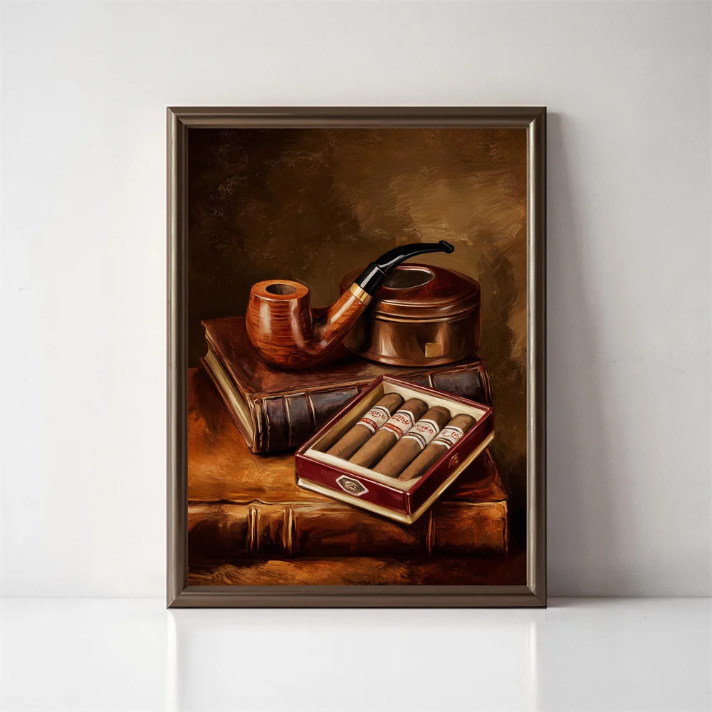 Cigar American Nostalgic Simple Retro Poster Decoration Canvas Printing Cigar Bar Club Home Decoration Picture