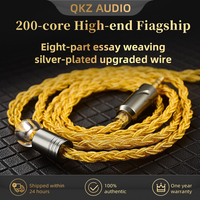 QKZ T1 KZ Wired Headphone Cord 8-Strand Silver Plated Upgrade Cord 0.75MM 2Pin Earphone Update Cable 3.5MM Headset Accessories