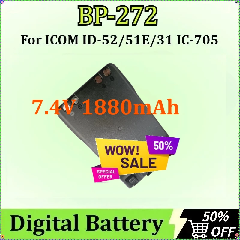 

7.4V 1880mAh for ICOM ID-52/51E/31 IC-705 Newly Upgraded Replacement Battery BP-272