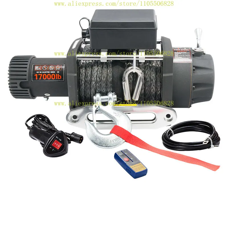 Electric winch 17000 pounds 8 tons 12V24V automobile self-rescue traction winch heavy duty winch machine