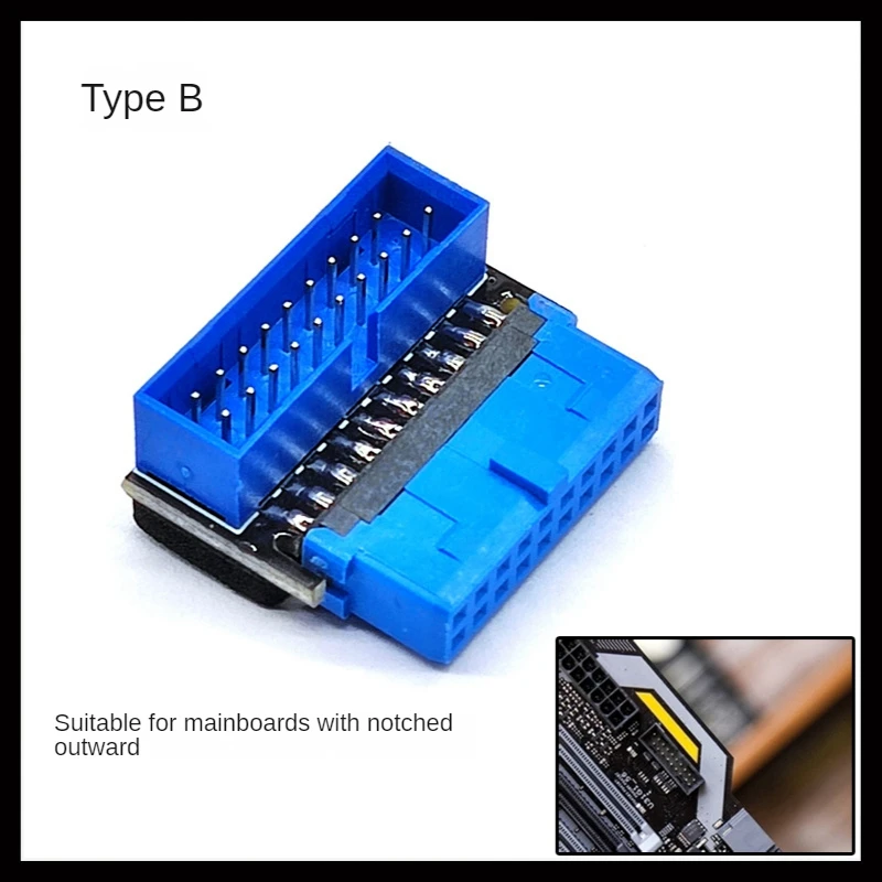 Adaptador de Cabeçalho USB, USB 3.2 GEN1, Soquete 19Pin 20Pin, Conversor de cotovelo de direção 90 graus, DIY Desktop Motherboard